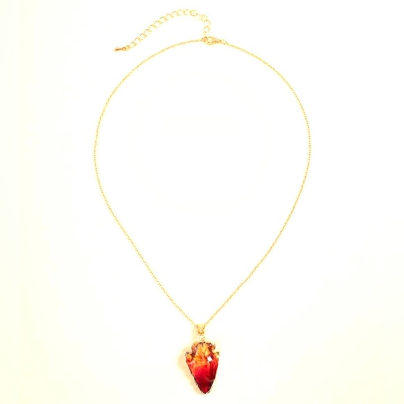 Ombre Arrowhead- Angel Aura Rainbow Quartz Striking Tip Point Head Gold Necklace - Picture 7 of 14